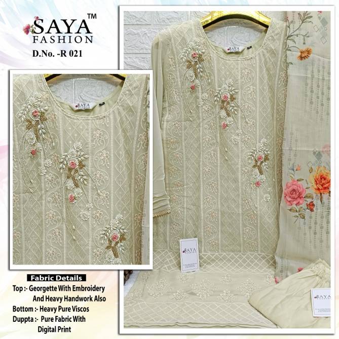 R 021 By Saya Embroidery Georgette Pakistani Readymade Suits Wholesale Market In Surat